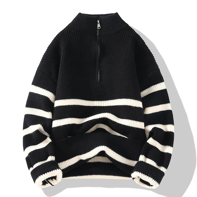 Women's striped half turtleneck sweater - PricesRgreat