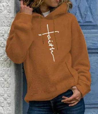 Hoodie with the word "Faith" printed on it