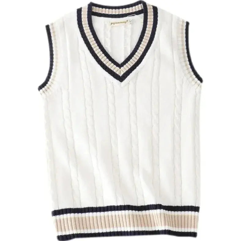 Sweater Vest V-neck Sleeveless Knitted - PricesRgreat