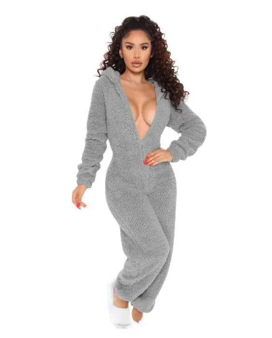 Cozy plush one-piece pajamas